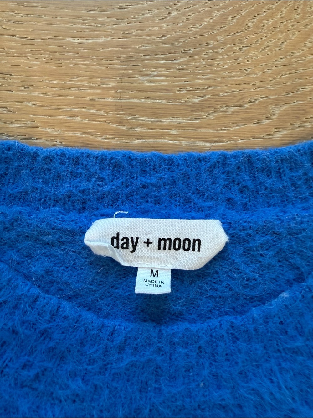 Day + Moon Fuzzy Crewneck Sweater in Bright Blue - Picture 2 of 2